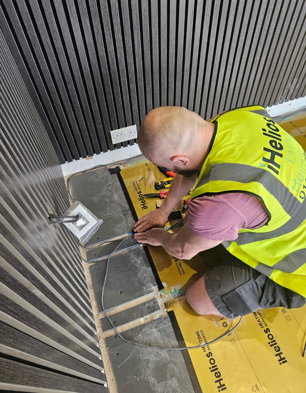 Infrared heating film underfloor installation 
